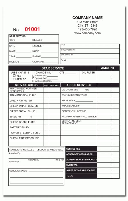 Multipart Oil Change Forms | Living the Dream | Oil change, Invoice template, Invoice template word