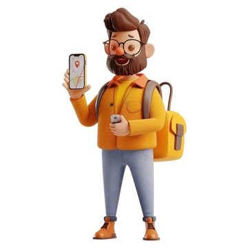 Character With Phone And Pin Gps Concept, Boss, Character, Gps Location PNG Transparent Image ...