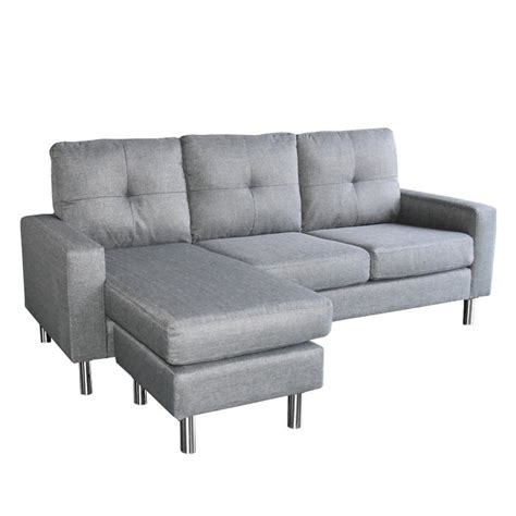 Suede Corner Sofa Bed Couch with Chaise - Grey - MyDeal