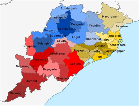 List of Districts in Odisha | Population | Area | Odisha District Map