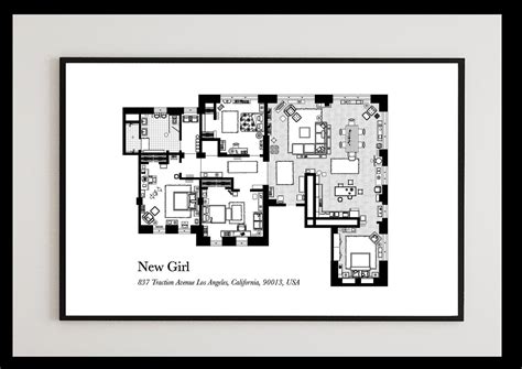 New Girl TV Show Apartment Floor Plan- New Girl TV Show Layout - New Girl Poster — Floor Plans ...