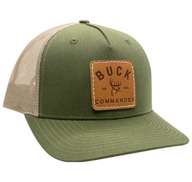 Buck Commander Logo Leather Patch Olive/Khaki Hat - Buck Commander