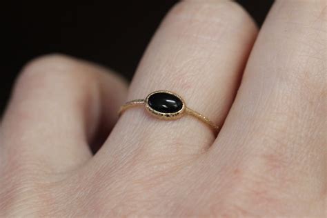 14K Gold Onyx Glitter Ring