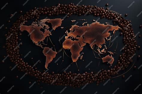 Premium AI Image | coffee beans world map illustration represents ...