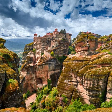 Meteora, a UNESCO World Heritage site, is a rock formation in Central Greece and hosts one of ...