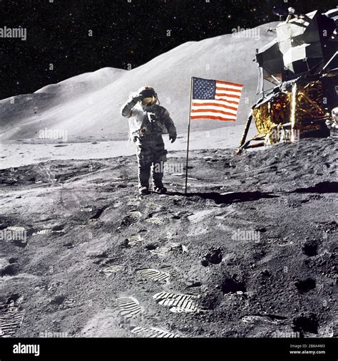 Astronaut on lunar (moon) landing mission. Elements of this image ...