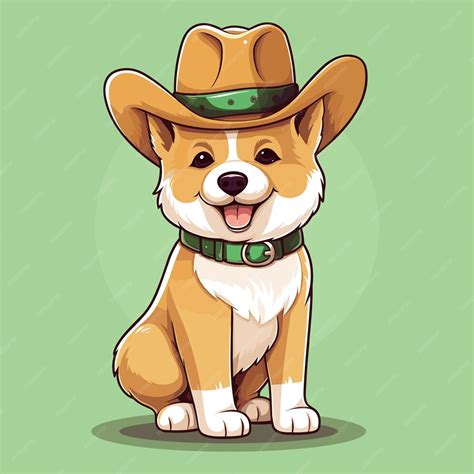 Premium Vector | Cute doge wearing a cowboy hat