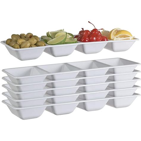 6 White Plastic Compartment Tray For Parties, Heavy Duty Serving Tray ...