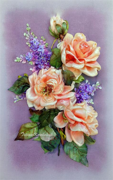 Roses, ribbon embroidery picture by TetianaKorobeinyk on DeviantArt