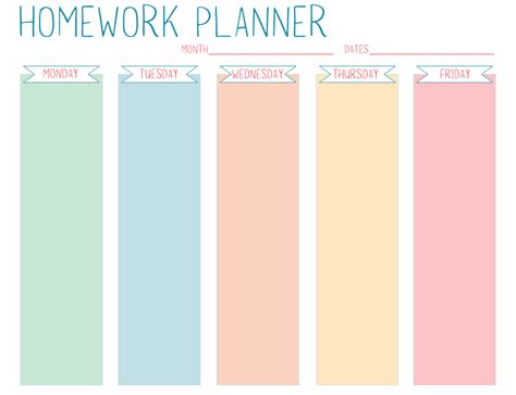 Homework Agenda Template - Sfiveband.com