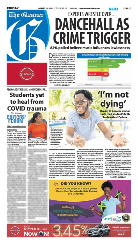 Jamaica Gleaner on Twitter: "Friday's front page of The Gleaner. Pick up a copy or read online ...