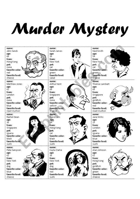 Free Printable Murder Mystery Games