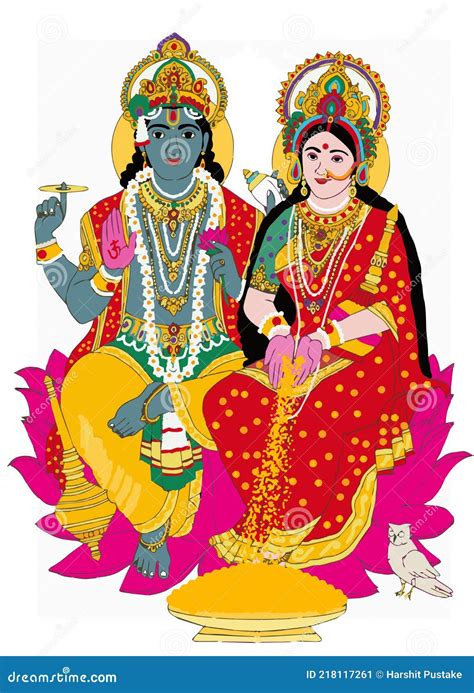 Shree laxmi narayan stock illustration. Illustration of hindu - 218117261