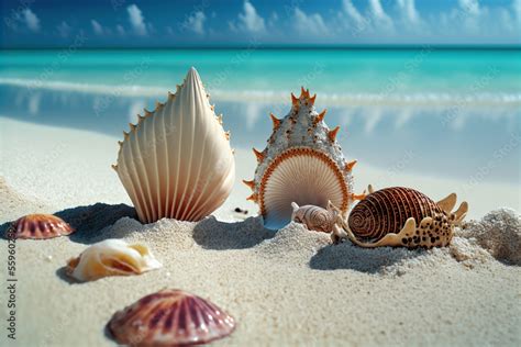 sea shells on sand beach, maldives Stock Illustration | Adobe Stock