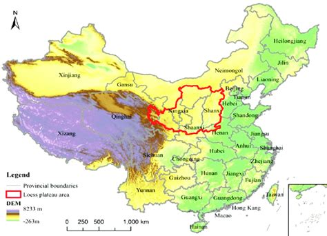 Maps showing location and coverage of the Loess Plateau. | Download ...