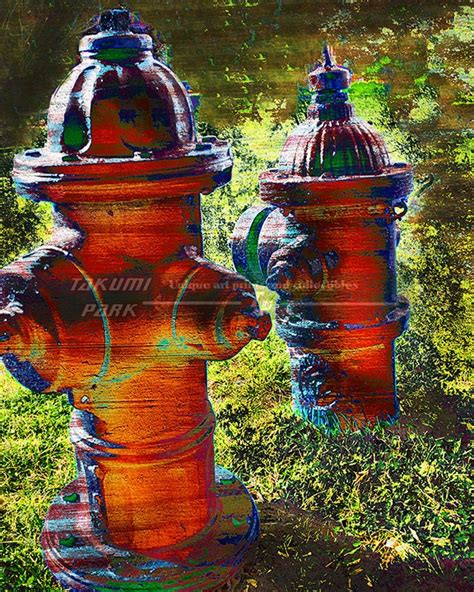 Colorful Fire Hydrant Art Gift for Firemen Modern Art Print - Etsy