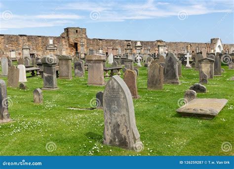 Ruin and Graveyard with Tombstones Near St Andrews Cathedral, Scotland Editorial Photography ...