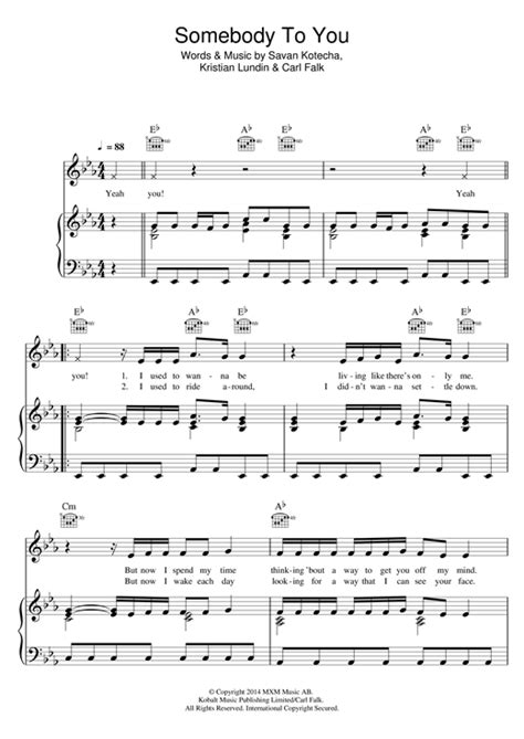 The Vamps: Somebody To You (feat. Demi Lovato) | Sheet music, Somebody ...