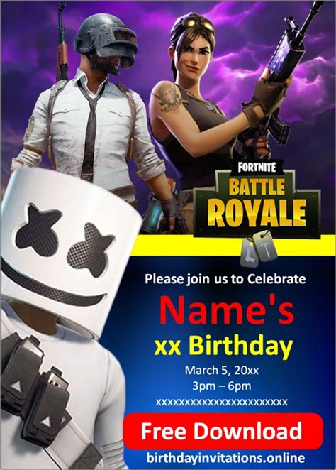 Fortnite Birthday Invitations Birthday Invitations