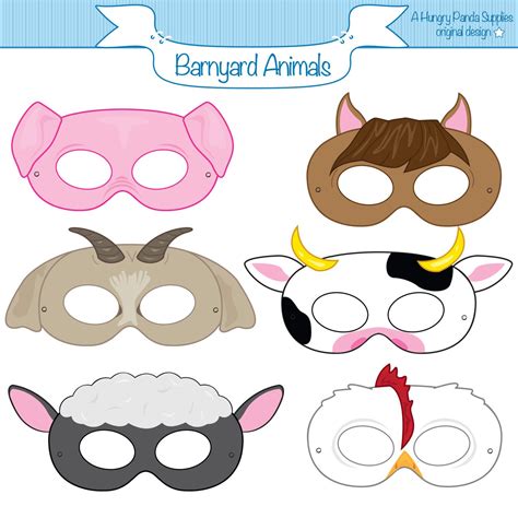 Barnyard Animals Printable Masks, Printable Party Masks, Farm Animal ...