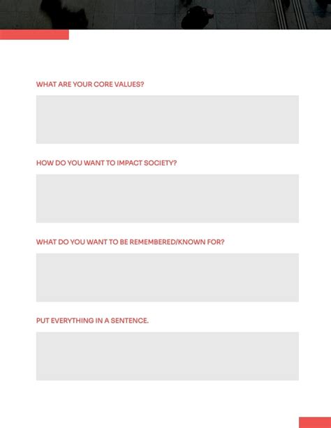 Personal Mission Statement Worksheet Template | Visme