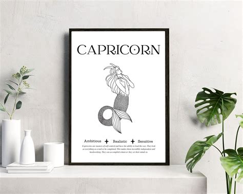 Capricorn Zodiac Wall Art Print, Capricorn Wall Art Poster, Capricorn ...