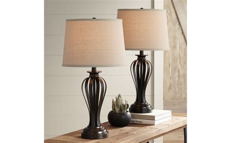 Freddie Modern Rustic Farmhouse Table Lamps 26.5" High Set of 2 Open ...