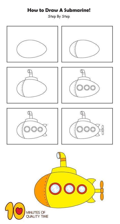 How To Draw A Submarine Step By Step For Kids Drawing Lessons For ...