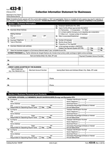 Irs Form 433a Printable - Printable Forms Free Online