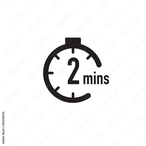 2 minutes timer, stopwatch or countdown icon. Time measure. Chronometr ...