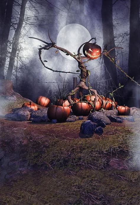 Halloween Photography Backdrops Strange Pumpkins Forest Backgrounds for Photo Studio Party Photo ...