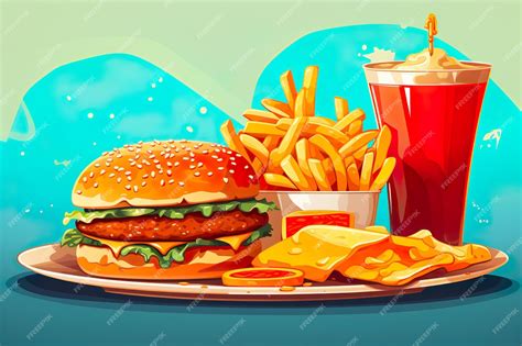 Premium Photo | Hand drawn burger cuisines background illustration generative ai