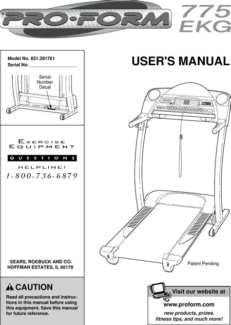 Proform 291761 775 Ekg Treadmill Users Manual