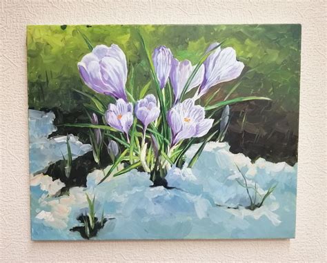 Crocus painting original Purple floral oil painting on canvas | Etsy | Floral oil paintings, Oil ...