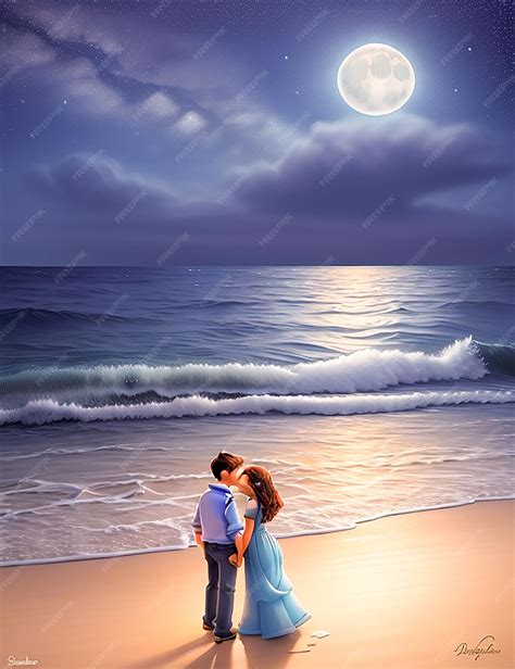 Premium AI Image | Love background Vector black silhouette of couple on the beach A couple in love