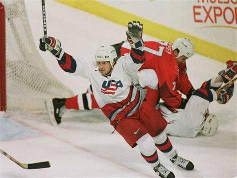 Team USA scores a goal against Canada in the 1996 World Cup of Hockey ...