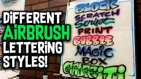 Different Airbrush Lettering Styles! Step-By-Step - YouTube