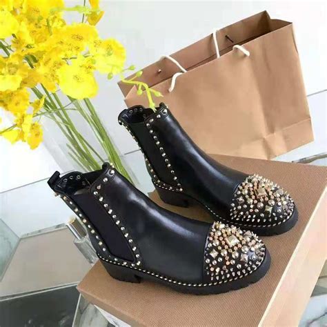 Luxury Designer Womens Boots Rivets Red Bottoms Leather Women Ankle ...