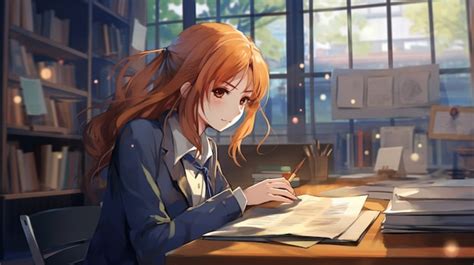 Free Photo | Portrait of student in anime style attending school