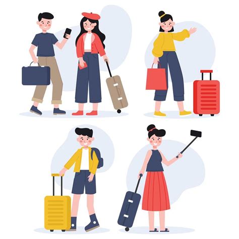 Travel characters flat version 20486445 Vector Art at Vecteezy