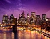 New York City Scene Backdrop Beautiful Brooklyn Bridge Night - Etsy