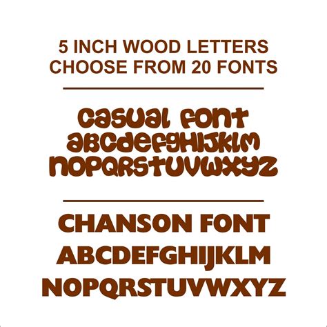 5 Inch Wood Letters Choose From 20 Different Font Styles. - Etsy