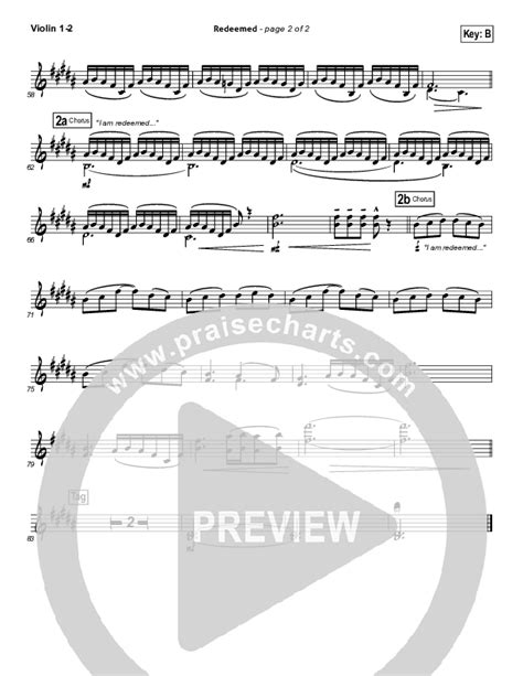 Redeemed Violin Sheet Music PDF (Big Daddy Weave) - PraiseCharts