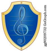 8 Shield With Treble Clef Clip Art | Royalty Free - GoGraph