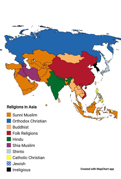 Map that shows every Asian country's major religion : r/Maps