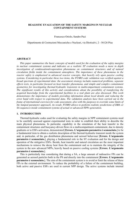 (PDF) Realistic evaluation of the safety margins in nuclear containment ...