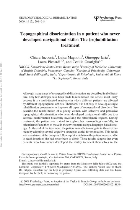 (PDF) Topographical disorientation in a patient who never developed ...