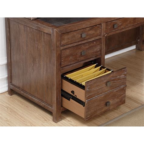 Flexsteel Wynwood Collection Hampton Home Office Group Rustic L-Shaped Desk and Hutch with ...