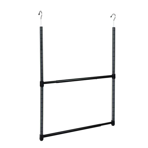 Oceanstar 2-Tier Metal Portable Adjustable Closet Hanger Rod in Black-ACR1545B - The Home Depot