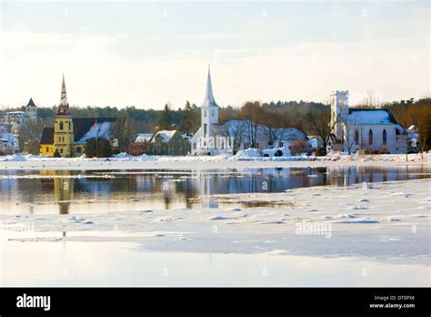 The three churches of Mahone Bay, Nova Scotia, Canada Stock Photo - Alamy